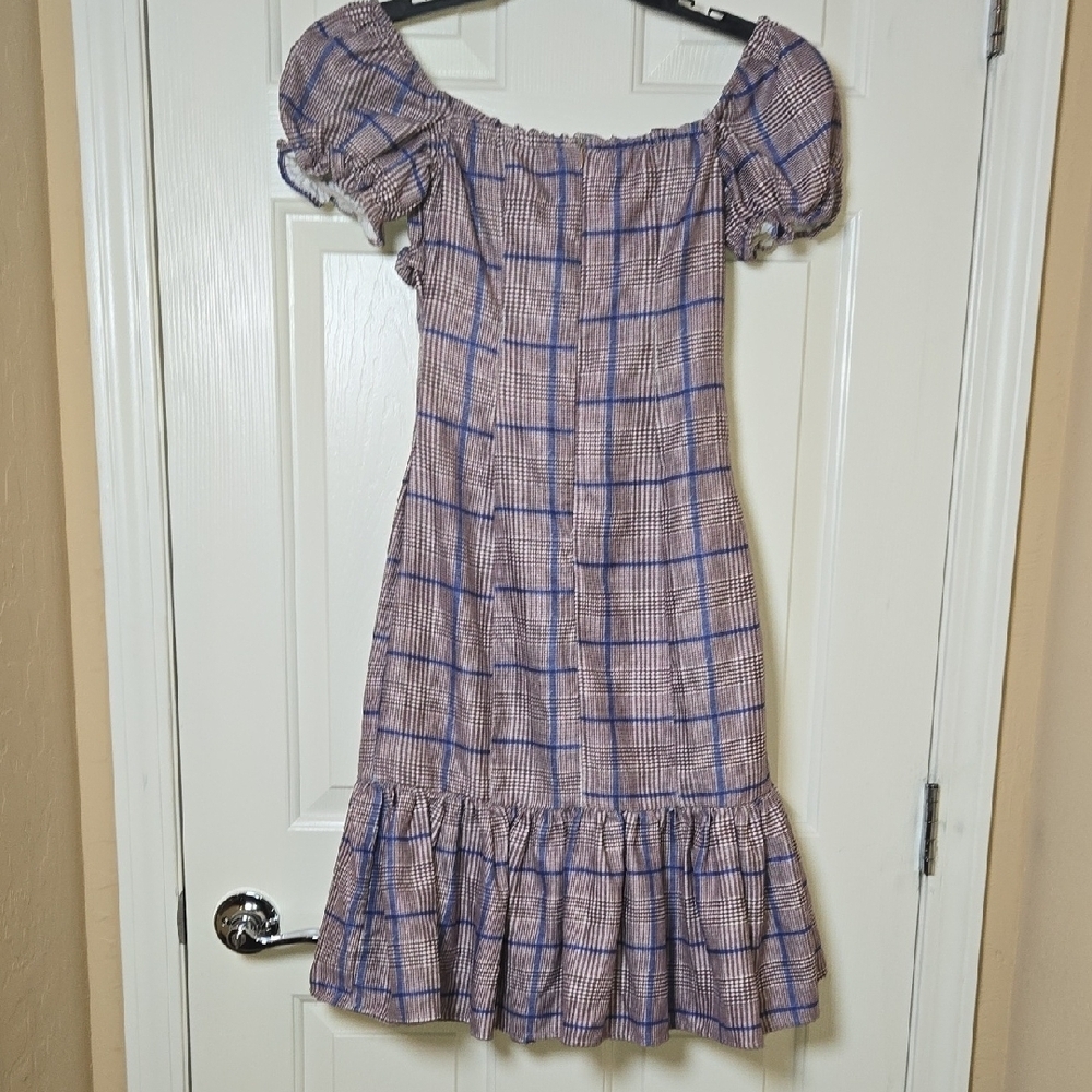 Y.SWAG SMALL & CLEVER Lil Off-Shoulder Midi Dress Naughty or Nice Plaid Flirty - Picture 8 of 10